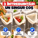Coș multifuncțional pentru chiuvetă – colectează resturi și scurge legume